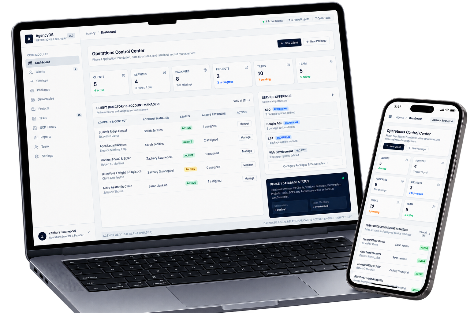 AgencyOS internal agency operations dashboard